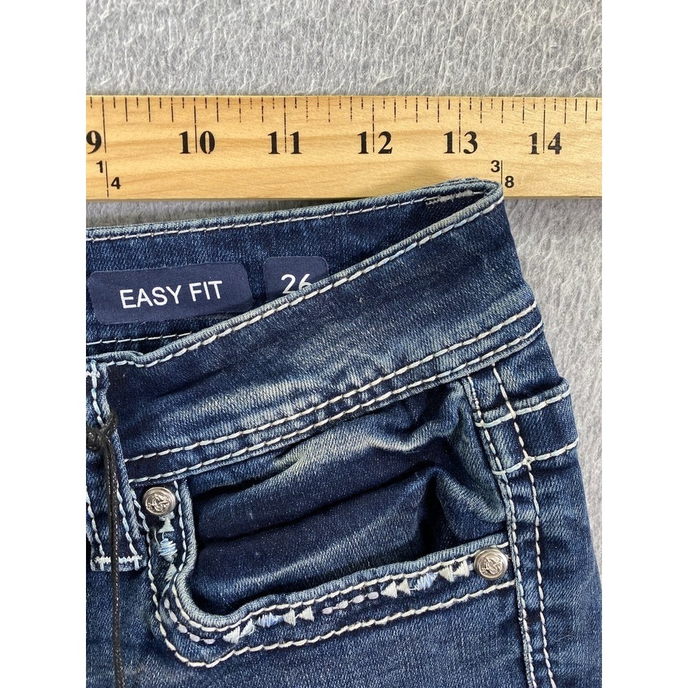 Grace in LA Women Bootcut Jeans Size 26 Low Rise Easy Fit Aztec Embroidery NWT - Picture 2 of 11